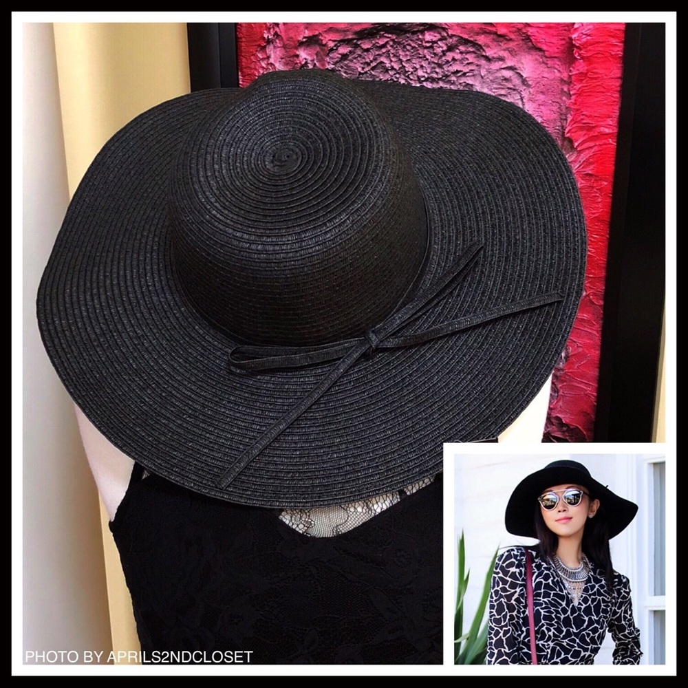 Black Floppy Wide Brim Oversized Fedora Panama Hat - Picture 8 of 8